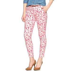Gap Ptrinted Skinny‎ Mini Skimmer Khakis in Coral Floral SZ 6 NWT